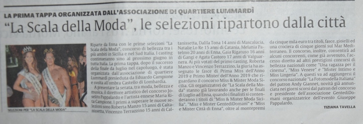 DA LA SICILIA  PRIMO CASTING 2019